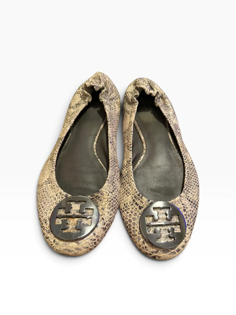 Tory Burch Reva Snakeskin Leather Ballet Flats size 10.5